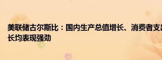美联储古尔斯比：国内生产总值增长、消费者支出和工资增长均表现强劲