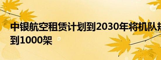 中银航空租赁计划到2030年将机队规模扩大到1000架