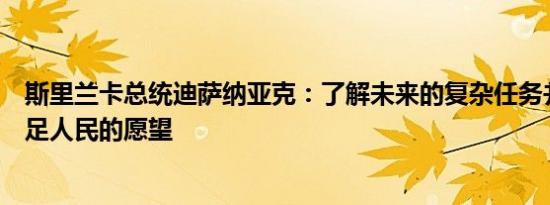 斯里兰卡总统迪萨纳亚克：了解未来的复杂任务并将努力满足人民的愿望