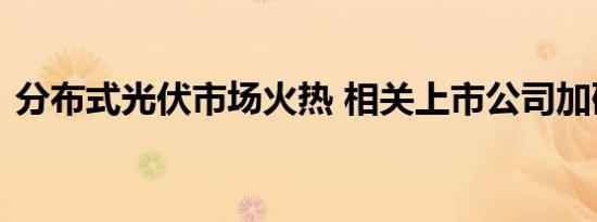 分布式光伏市场火热 相关上市公司加码布局