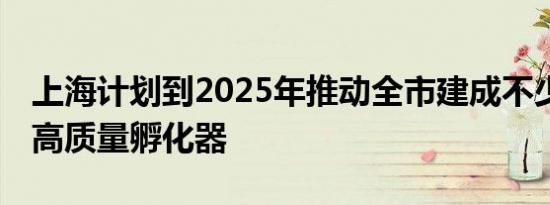 上海计划到2025年推动全市建成不少于20家高质量孵化器