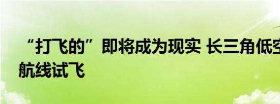 “打飞的”即将成为现实 长三角低空载客新航线试飞