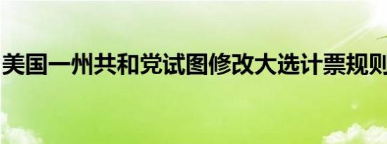 美国一州共和党试图修改大选计票规则但遇挫