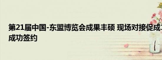 第21届中国-东盟博览会成果丰硕 现场对接促成109个项目成功签约
