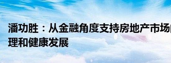 潘功胜：从金融角度支持房地产市场的风险管理和健康发展 