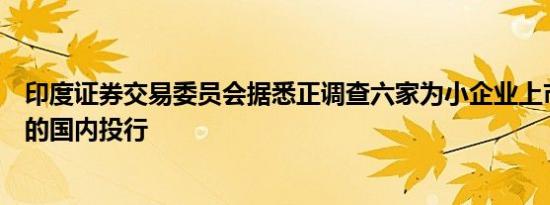 印度证券交易委员会据悉正调查六家为小企业上市提供服务的国内投行