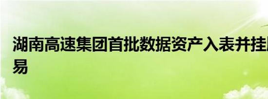 湖南高速集团首批数据资产入表并挂牌上架交易