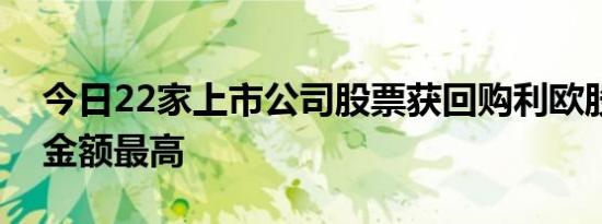 今日22家上市公司股票获回购利欧股份回购金额最高