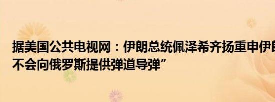 据美国公共电视网：伊朗总统佩泽希齐扬重申伊朗“没有也不会向俄罗斯提供弹道导弹”