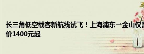 长三角低空载客新航线试飞！上海浦东→金山仅需20分钟票价1400元起