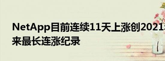 NetApp目前连续11天上涨创2021年9月以来最长连涨纪录