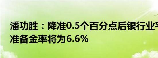 潘功胜：降准0.5个百分点后银行业平均存款准备金率将为6.6%