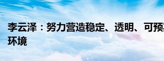 李云泽：努力营造稳定、透明、可预期的监管环境