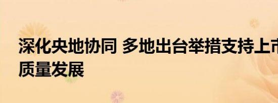 深化央地协同 多地出台举措支持上市公司高质量发展