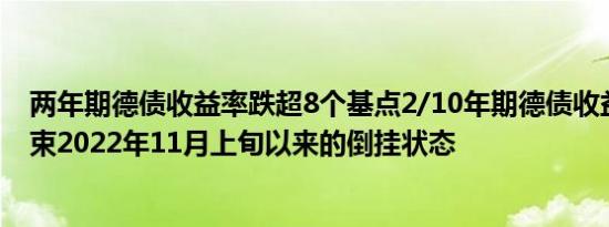 两年期德债收益率跌超8个基点2/10年期德债收益率曲线结束2022年11月上旬以来的倒挂状态