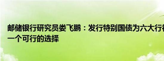 邮储银行研究员娄飞鹏：发行特别国债为六大行补充资本是一个可行的选择