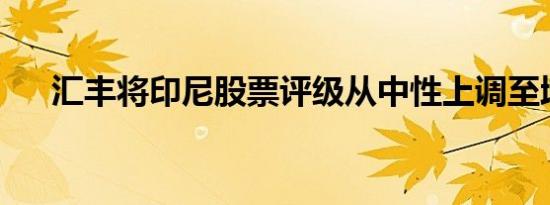 汇丰将印尼股票评级从中性上调至增持