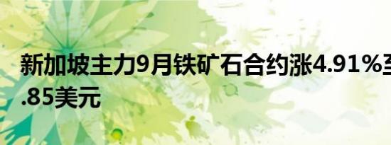 新加坡主力9月铁矿石合约涨4.91%至每吨93.85美元