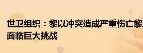 世卫组织：黎以冲突造成严重伤亡黎卫生系统面临巨大挑战