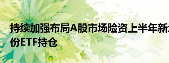 持续加强布局A股市场险资上半年新增330亿份ETF持仓