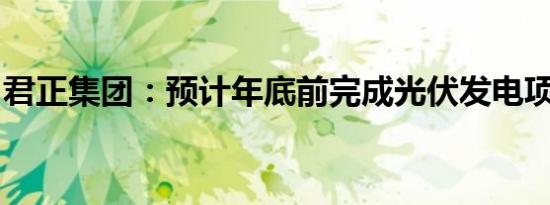 君正集团：预计年底前完成光伏发电项目建设