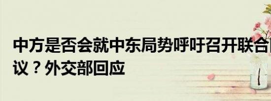 中方是否会就中东局势呼吁召开联合国紧急会议？外交部回应