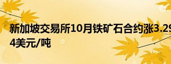 新加坡交易所10月铁矿石合约涨3.29%报92.4美元/吨