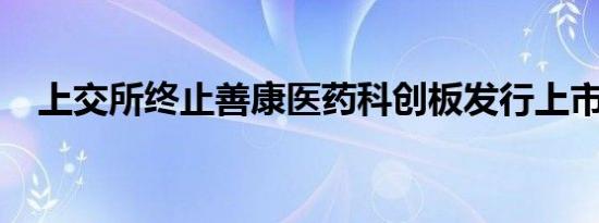 上交所终止善康医药科创板发行上市审核