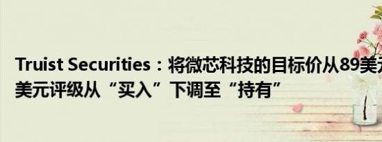 Truist Securities：将微芯科技的目标价从89美元下调至80美元评级从“买入”下调至“持有”