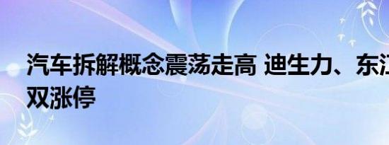 汽车拆解概念震荡走高 迪生力、东江环保双双涨停