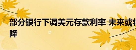 部分银行下调美元存款利率 未来或将继续调降