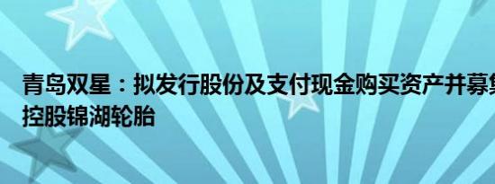 青岛双星：拟发行股份及支付现金购买资产并募集配套资金控股锦湖轮胎