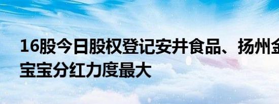 16股今日股权登记安井食品、扬州金泉、兔宝宝分红力度最大