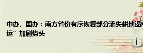 中办、国办：南方省份有序恢复部分流失耕地遏制“北粮南运”加剧势头