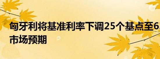 匈牙利将基准利率下调25个基点至6.5%符合市场预期