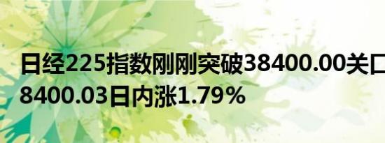 日经225指数刚刚突破38400.00关口最新报38400.03日内涨1.79%