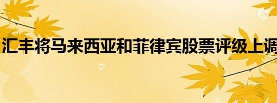 汇丰将马来西亚和菲律宾股票评级上调至中性