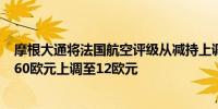 摩根大通将法国航空评级从减持上调至增持将目标价格从8.60欧元上调至12欧元