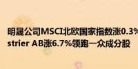 明晟公司MSCI北欧国家指数涨0.3%报398.99点Nibe Industrier AB涨6.7%领跑一众成分股