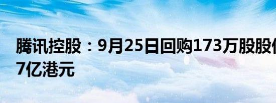 腾讯控股：9月25日回购173万股股份耗资约7亿港元