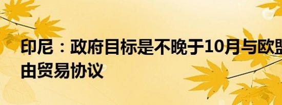 印尼：政府目标是不晚于10月与欧盟达成自由贸易协议