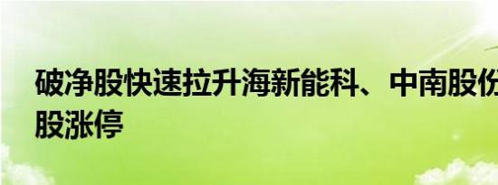 破净股快速拉升海新能科、中南股份等20余股涨停