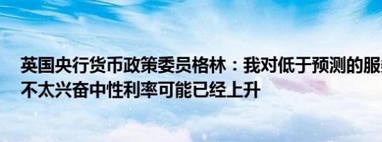 英国央行货币政策委员格林：我对低于预测的服务业CPI并不太兴奋中性利率可能已经上升