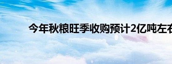 今年秋粮旺季收购预计2亿吨左右