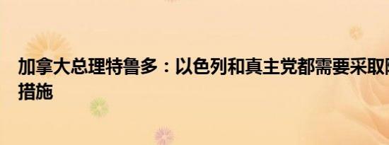 加拿大总理特鲁多：以色列和真主党都需要采取降级局势的措施