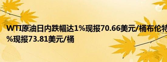 WTI原油日内跌幅达1%现报70.66美元/桶布伦特原油跌近1%现报73.81美元/桶