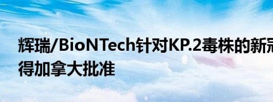 辉瑞/BioNTech针对KP.2毒株的新冠疫苗获得加拿大批准