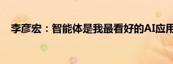 李彦宏：智能体是我最看好的AI应用方向