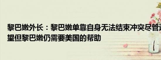 黎巴嫩外长：黎巴嫩单靠自身无法结束冲突尽管过去有过失望但黎巴嫩仍需要美国的帮助