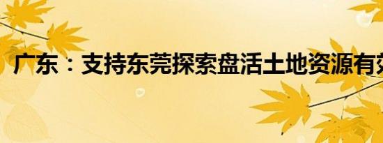 广东：支持东莞探索盘活土地资源有效路径